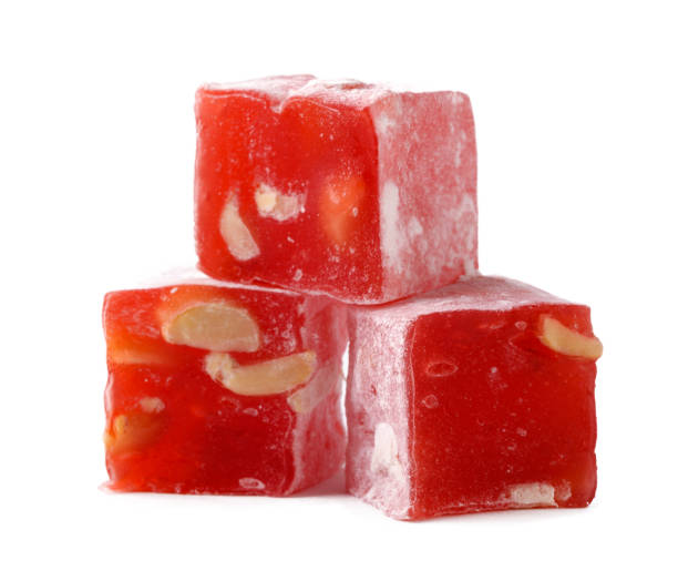 istock Delicious Turkish delight cubes with nuts displayed on a white background for sweet treat enthusiasts 2196871563