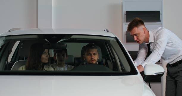 Choosing a car at a car dealership
