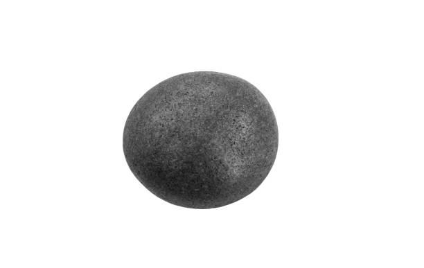 istock Black stone isolated on white backgrounds, Pebble sea stone round shape with grain, Zen stone meditation and well decorated in garden, Clipping path 2196876289