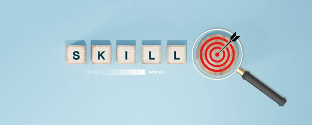 istock skills icon on wooden cube. Upskilling and personal development concept. Skill training, education, learning, ability. Upskilling, reskilling, 2196877304