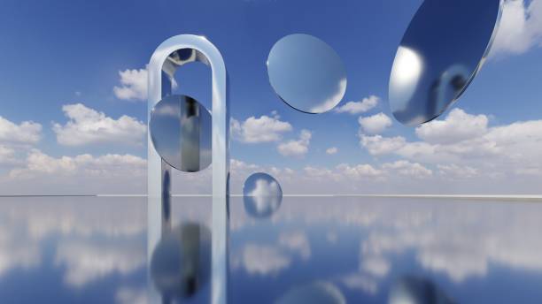 istock 3d illustration of abstract minimal architecture background, geometric architectural with chrome or metallic arch design 2196883429