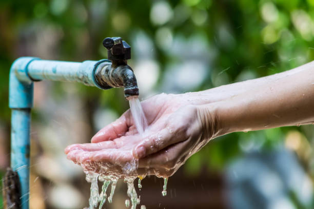 istock The water from the water flow valve 2196883746