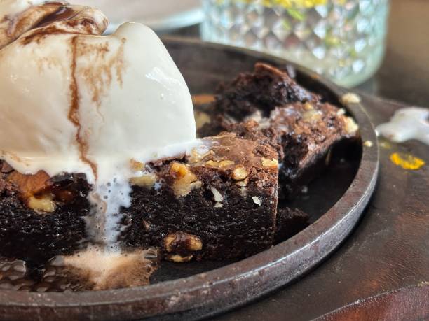 istock Chocolate brownie with vanilla icecream 2196889831
