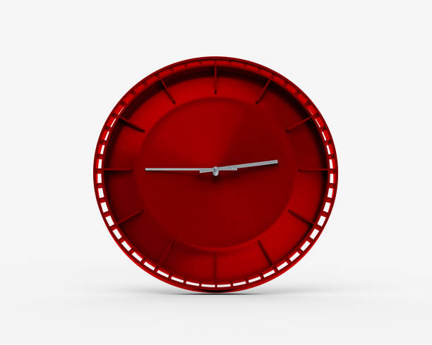 Modern Sleek Vibrant Red Wall Clock 02:45 Two Forty Five 2:45 For Modern Interiors 3D Illustration