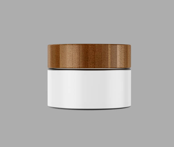 istock Small round container with a wooden lid and a white base, suitable for cosmetics or small storage, 3d illustration 2196896028