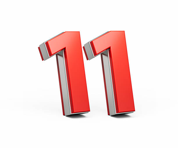 istock Bold Vibrant Red Number Eleven Number 11 With Metallic On White Background 3D Illustration 2196896070