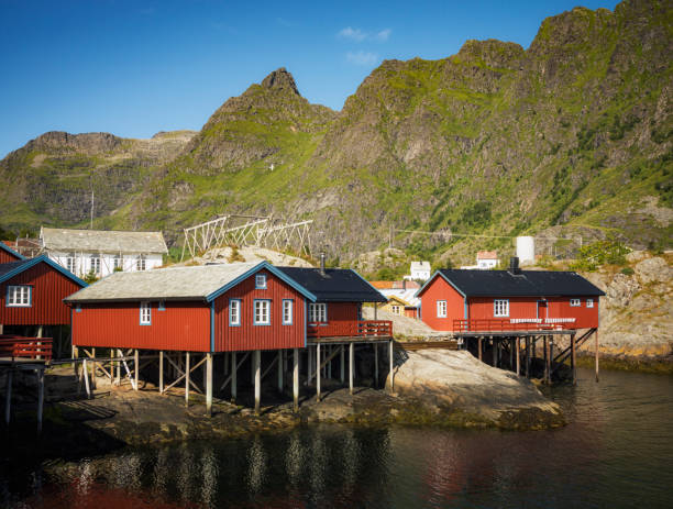 istock Red cabins in the Lofoten islands Norway 2196896347