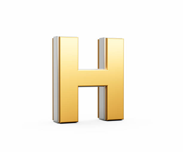 istock Golden Capital Letter H Gleams With Sleek Modern Design Bold Font With Sharp Edges 3D Illustration 2196897170