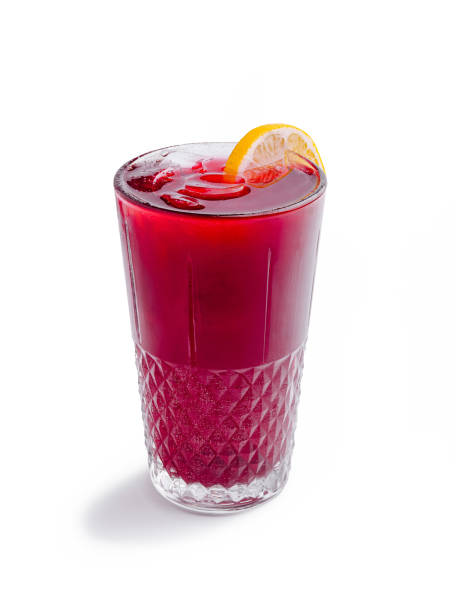 istock Refreshing red beverage with lemon slice served in crystal glass with ice 2196905772