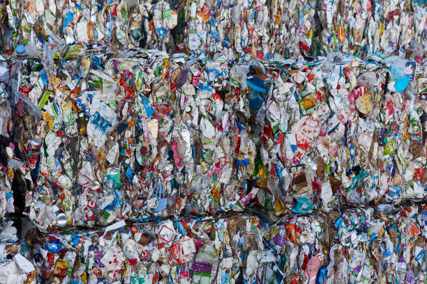 istock Recycled and packaged waste. Sustainable industry. Reusable material 2196907501