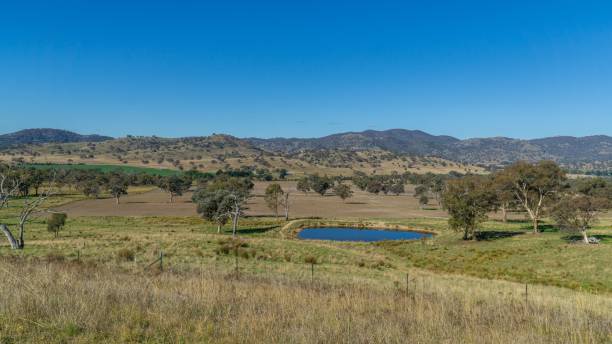 istock Serene Australian Landscape with Hills and Pond 2196911989