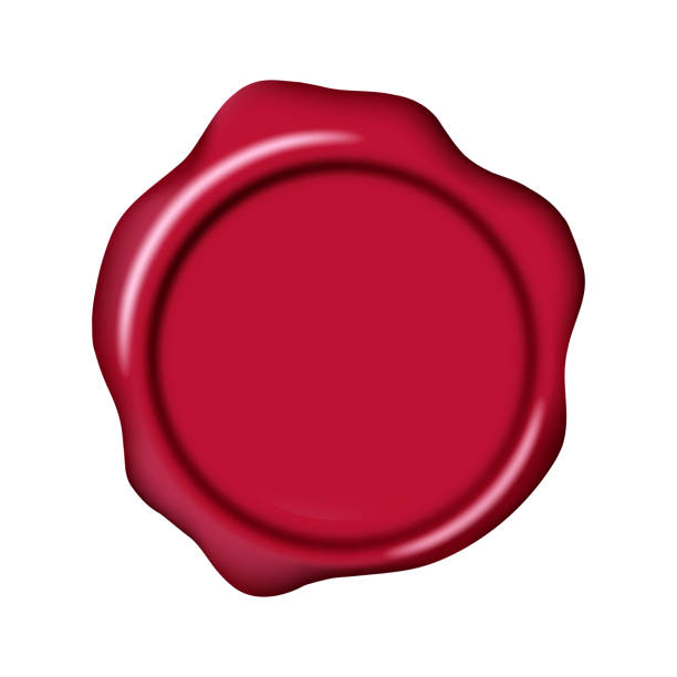 istock Wax seal stamp mockup. Red maroon color blank sealing wax stamp decorative element. Elegant vintage sign clip art for invitation, cards, letters, calligraphy design. 3d vector illustration. 2196912733