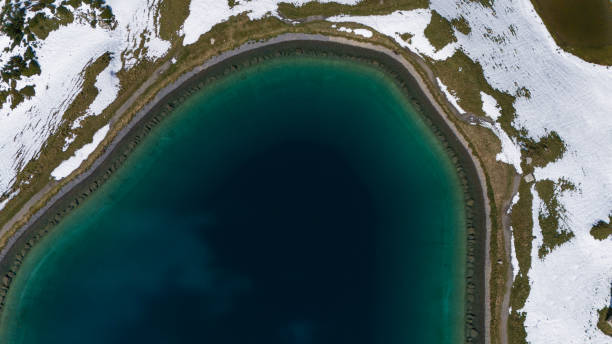 Drone view of mountain lake in Austria