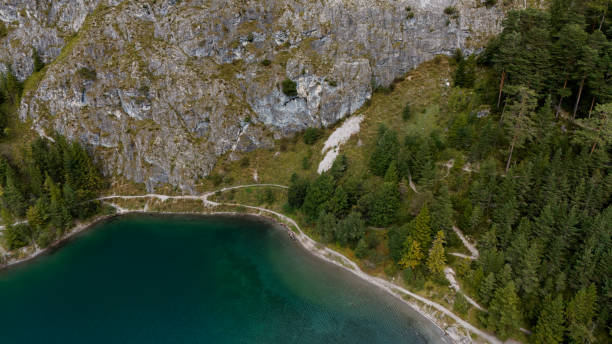 istock Drone view of mountain lake in Austria 2196914250