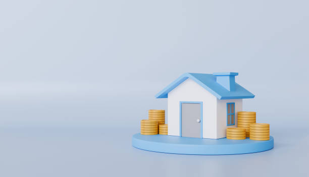 istock Home model with windows, financial investment growth, gold coins falling into stack and house concept 2196920791