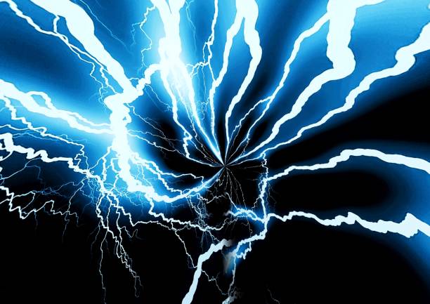 3d illustration of blue lightning swirls on a black background