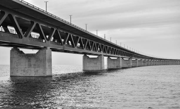 istock Black and white image of an Oresund Bridge 2196928609
