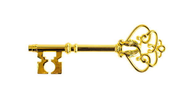 istock Vintage golden key on white background 2196931379