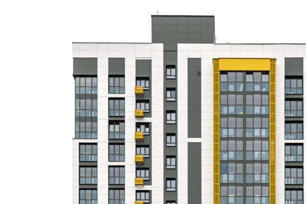 istock Modern building facade with geometric accents 2196931485