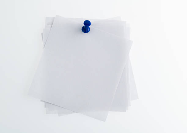 White blank sticker with thumbtack on white background