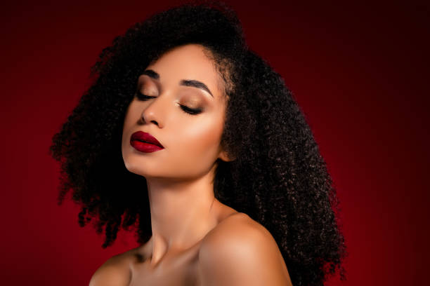 istock Attractive elegant lady with closed eyes glamour shiny makeover feeling tender on gradient background 2196951158