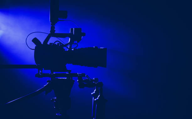 istock Camera Setup in a Dimly Lit Studio With Blue Lighting for a Film Project 2196952675
