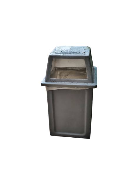 istock Old and dirty plastic bin isolated on white background. Garbage at the public space. Environmental problems concept 2196955631