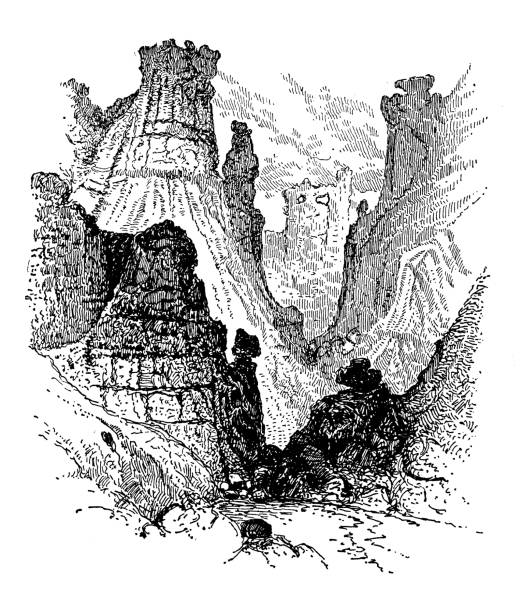 Antique illustration (1898): Little Zion Valley, Grand Canyon, Utah