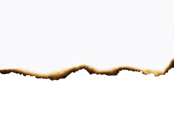 White paper burned isolated on white background with clipping path.