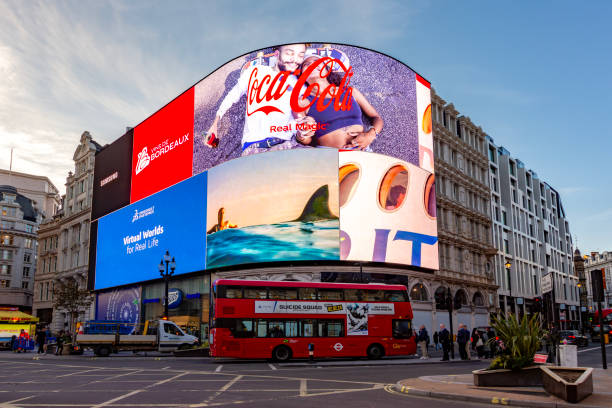 London, UK - 30 April 2024: Advertising screen on Piccadilly circus