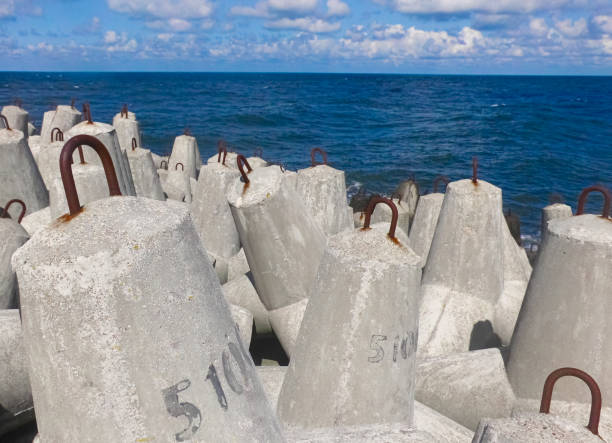 Breakwater, concrete blocks on the Baltic Sea
