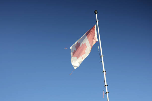 istock Wind Damaged Flag of Canada 2196968992