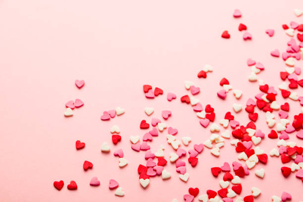 istock Sugar hearts on pink background. Romantic, St Valentines day concept. Top view. 2196969434