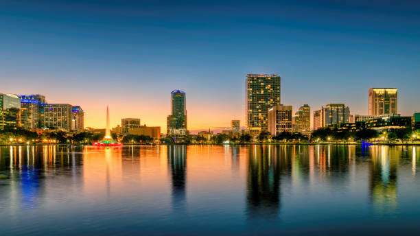 istock Orlando city skyline at sunset. 2196970491