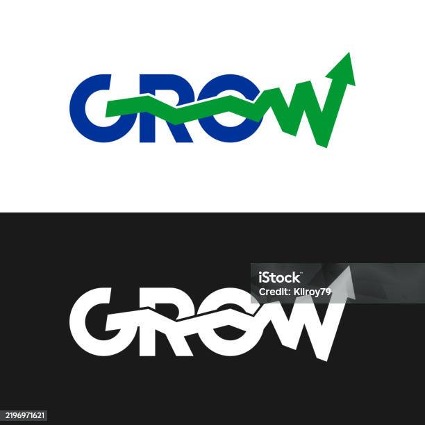 Grow Logo Graph Grow Word Logo With Graph Arrow Line Stock Illustration - Download ...