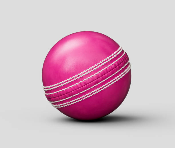 istock 3D Shiny New Test Match Leather Stitched Pink Cricket Ball On White Background 3D Illustration 2196972730