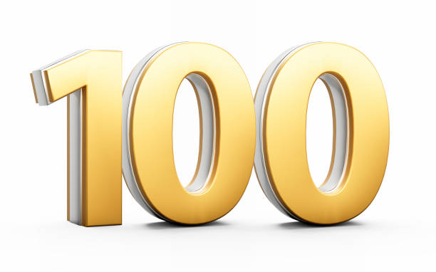 istock 3D Golden Shiny Number 100 Hundred With Silver Outline On White Background 3D Illustration 2196972757