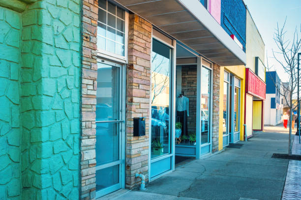 Colorful stores and businesses in Charleston West Virginia USA.