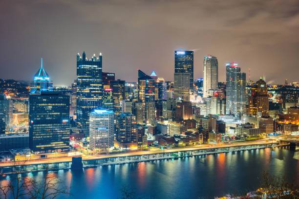 Dusk over Pittsburgh from the West End-Elliott Overlook