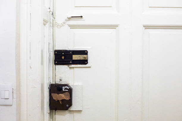 istock old white door to a living space that closes from the inside with various locks 2196973907