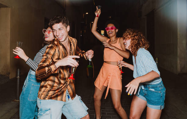 istock Group of friends going out in the evening. 2196978190