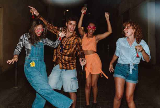 istock Group of friends going out in the evening. 2196978783