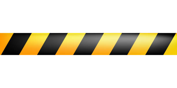 istock Caution tape with yellow and black stripes isolated on a transparent background. Realistic stretched warning tape. Seamless vector illustration 2196980503