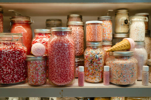 istock Jars filled with various pink candies and sprinkles 2196983048