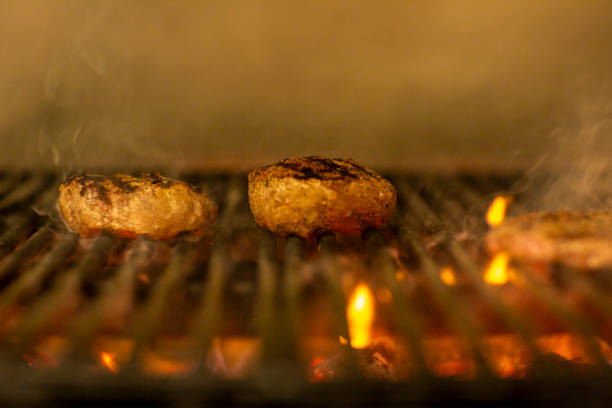 Burgers grilling on open flames in Phoenix, Arizona, United States