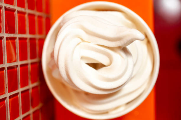Overhead view of frozen yogurt in a cup in Phoenix, Arizona, United States