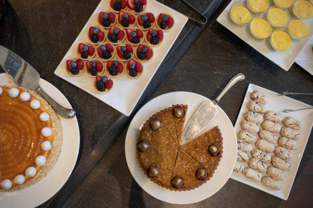 Overhead view overlooking variety of desserts