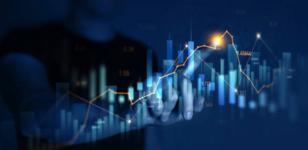 istock Price graph and indicator. Stock market invest and crypto currency. Trader analyzing data on virtual screen.Stock market and business investment. 2196990926