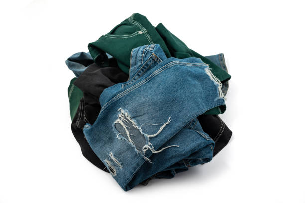 istock Blue and color jeans isolated on white 2196991334