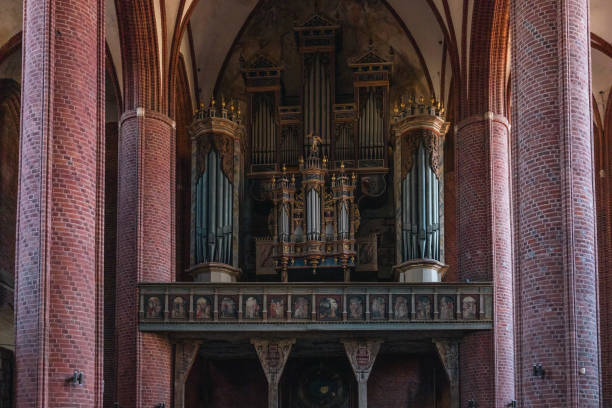 Old pipe organ in church in Germany